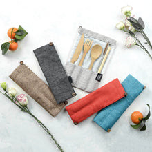 Load image into Gallery viewer, Bamboo Cutlery Set (Light grey bag)