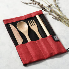 Load image into Gallery viewer, Bamboo Cutlery Set (Light grey bag)