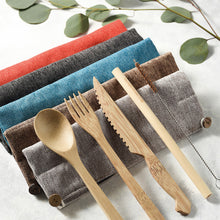 Load image into Gallery viewer, Bamboo Cutlery Set (Light grey bag)