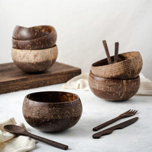 Load image into Gallery viewer, Eco-friendly Coconut Bowls &amp; Spoons Set of 4