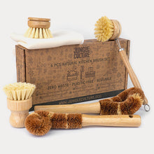 Load image into Gallery viewer, Natural Dish Brushes for Washing Up | Plant Based Kitchen Scrubber Brush (6 Piece Starter Set)