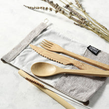 Load image into Gallery viewer, Bamboo Cutlery Set (Light grey bag)
