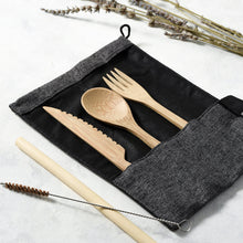 Load image into Gallery viewer, Bamboo Cutlery Set (Light grey bag)