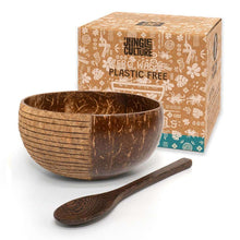 Load image into Gallery viewer, Patterned Coconut Bowl &amp; Spoon Single Set