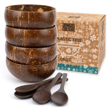 Load image into Gallery viewer, Eco-friendly Coconut Bowls &amp; Spoons Set of 4
