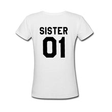 Load image into Gallery viewer, FIXSYS Women Summer T-shirt Best Friends T Shirt SISTER 01 SISTER 02 Print Tee Shirt Short Sleeve Tops Tee Casual Sister Tshirt
