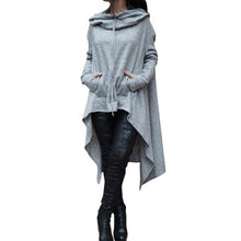 Load image into Gallery viewer, Women Casual Irregular Hood Sweatshirt Hooded Ladies Long Pullover Blouse Tops