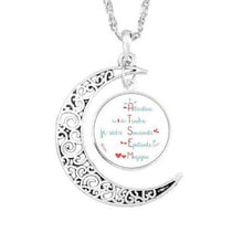 Load image into Gallery viewer, Vegan diet jewelry vegetarian diet pendant go organic necklace Herbivore go vegan Moon necklaces paleo diet Chain charms silver