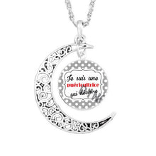 Load image into Gallery viewer, Vegan diet jewelry vegetarian diet pendant go organic necklace Herbivore go vegan Moon necklaces paleo diet Chain charms silver