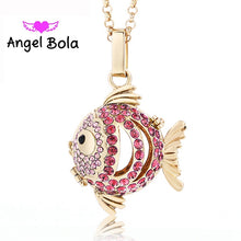 Load image into Gallery viewer, Crystal Essential Pendant Oil Necklace 20.5mm Cute Fish Design Angel Bola DIY Women Harmony Caller Chain Necklace Jewelry NL059