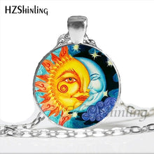 Load image into Gallery viewer, NS-00787 New Design Glass Cabochon Moon and Sun Necklace Handmade Round Moon and Sun Yin Yang Harmonious Pendant Jewelry HZ1