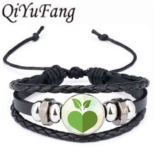 Load image into Gallery viewer, QiYuFang Vegan diet Leather Bracelet vegetarian diet go organic Jewelry Black Multilayers Charms bangle for Womens Mens 1pcs/lot