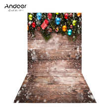 Load image into Gallery viewer, Andoer 1.5 * 0.9m/4.9 * 3.0ft Christmas Backdrop Photography Background Snow Wood Floor Picture for DSLR Camera Children Newborn Wedding Photo Studio Video