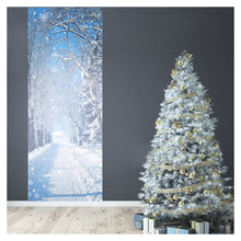 Load image into Gallery viewer, Door Mural Wallpaper Stickers Snow Trees Self-adhesive Vinyl 3D Peel and Stick Removable for Christmas Holiday Art Door Decals 30.3x78.7",Multicolor