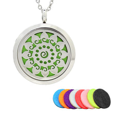Load image into Gallery viewer, Aromatherapy Essential Oil Diffuser Stainless Steel Necklace Round Locket Pendant