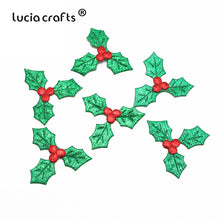 Load image into Gallery viewer, 50pcs/100pcs 3cm Red Fruit with Green Leaves Christmas Tree Decoration Supplies DIY Art Fabric Accessories 058001009