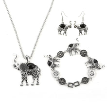 Load image into Gallery viewer, Elephant Finmind Vintage Jewelry Sets Lovely Elephant with Turquoise Bracelet Necklace Earrings Gift Set for Christmas Birthday (Black) (M)