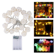 Load image into Gallery viewer, 2.2M Long 20 LED Fairy Light Curtain Light /4cm Cream White Rattan Ball String Light(Battery Operated) for Wedding Home Garden Christmas Party