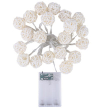Load image into Gallery viewer, 2.2M Long 20 LED Fairy Light Curtain Light /4cm Cream White Rattan Ball String Light(Battery Operated) for Wedding Home Garden Christmas Party