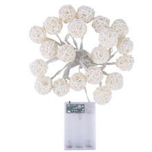 Load image into Gallery viewer, 2.2M Long 20 LED Fairy Light Curtain Light /4cm Cream White Rattan Ball String Light(Battery Operated) for Wedding Home Garden Christmas Party