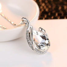 Load image into Gallery viewer, Finmind Stylish Women Necklace Earrings Set Drop Diamond Crystal Jewellery Gift Sets for Wedding Christmas Birthday (Dark Blue ) Earrings (M)