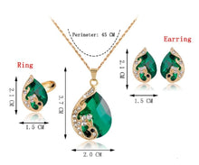 Load image into Gallery viewer, Necklace Finmind Stylish Necklace Earring Open Ring Set with Artificial Diamond Crystal Jewellery Ladies Gift Sets for Wedding Christmas Birthday (Blue) (M)
