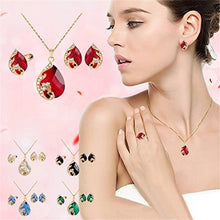 Load image into Gallery viewer, Necklace Finmind Stylish Necklace Earring Open Ring Set with Artificial Diamond Crystal Jewellery Ladies Gift Sets for Wedding Christmas Birthday (Blue) (M)
