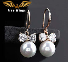 Load image into Gallery viewer, Charm  Fashion Harmonie  Perfect Circle  imitation pearl Bow Earrings Wholesale Jewelry For Women  B8 E088 Jewellery