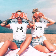 Load image into Gallery viewer, Best Friends T shirt Women T-shirt Summer Short Sleeve Sister Bff T Shirt Women Tshirt Top Black White Cotton Tee Shirt Femme