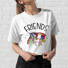 Load image into Gallery viewer, Newest Best Friends T Shirt Women Harajuku Kawaii BFF T-shirt 90s Graphic Cartoon Tshirt Funny Fashion Top Tees Streetwea Female